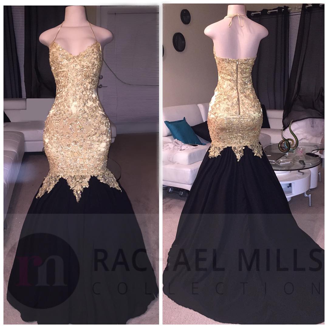 Gold And Black African Prom Dresses Mermaid 2018 Sleeveless