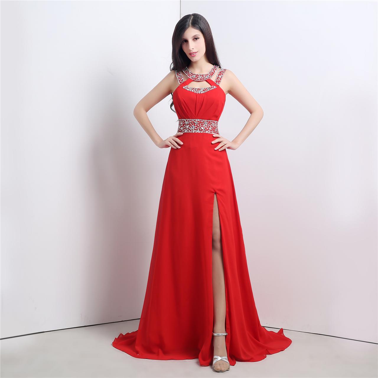 Red Prom Dress,Beading Prom Dresses,Formal Evening Gowns,Banquet Dress ...
