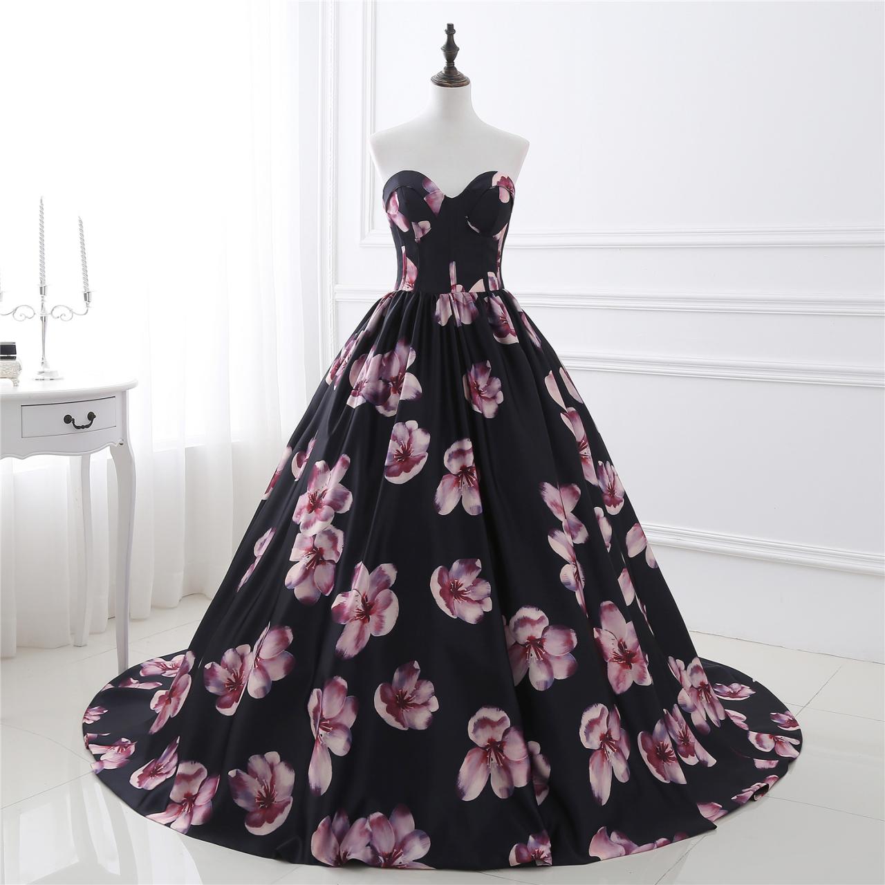 Floral Prom Dresses,sweetheart Evening Dress,formal Gowns,banquet Dress