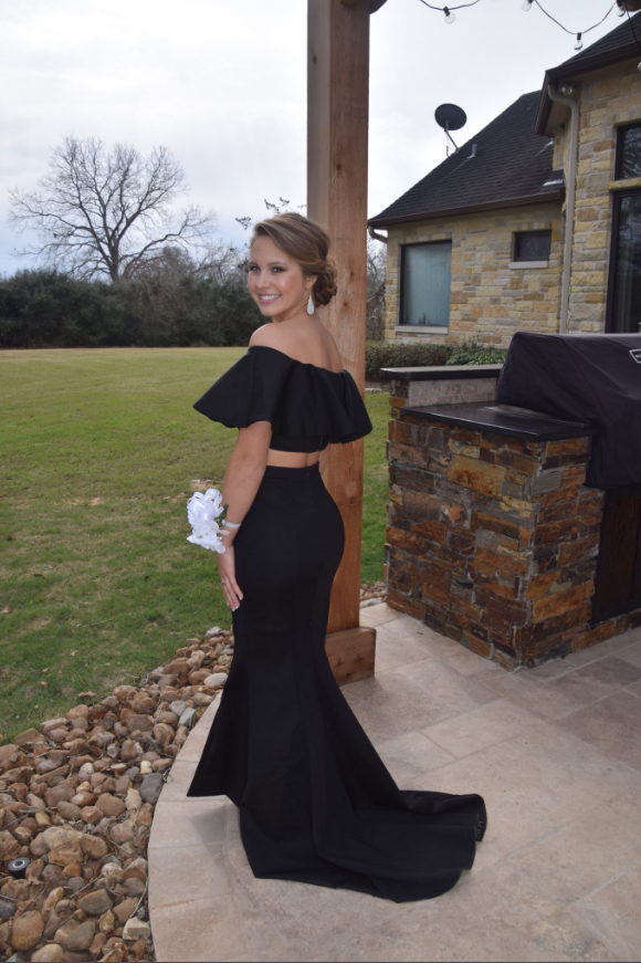 black two piece mermaid prom dress