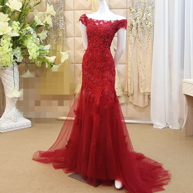 Charming Lace Mermaid Prom Dress,burgundy Prom Dress,evening Dresses 2018,formal Gowns,banquet Dress,party Gowns