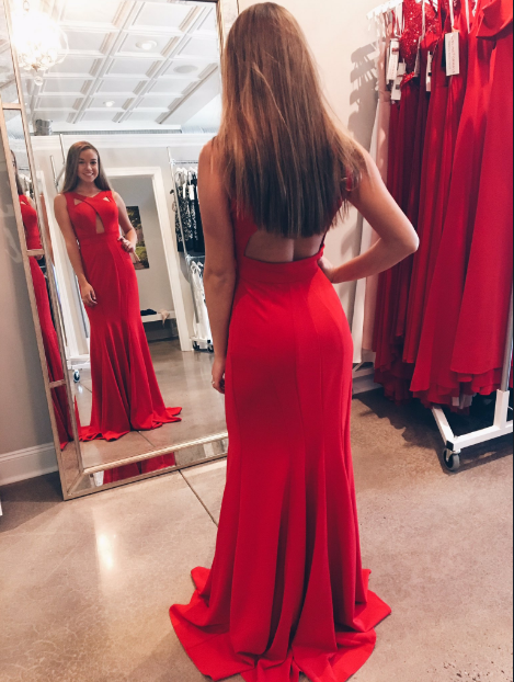 Red Mermaid Prom Dresses,chiffon Prom Dress 2018, Evening Gowns,special Occasion Dresses