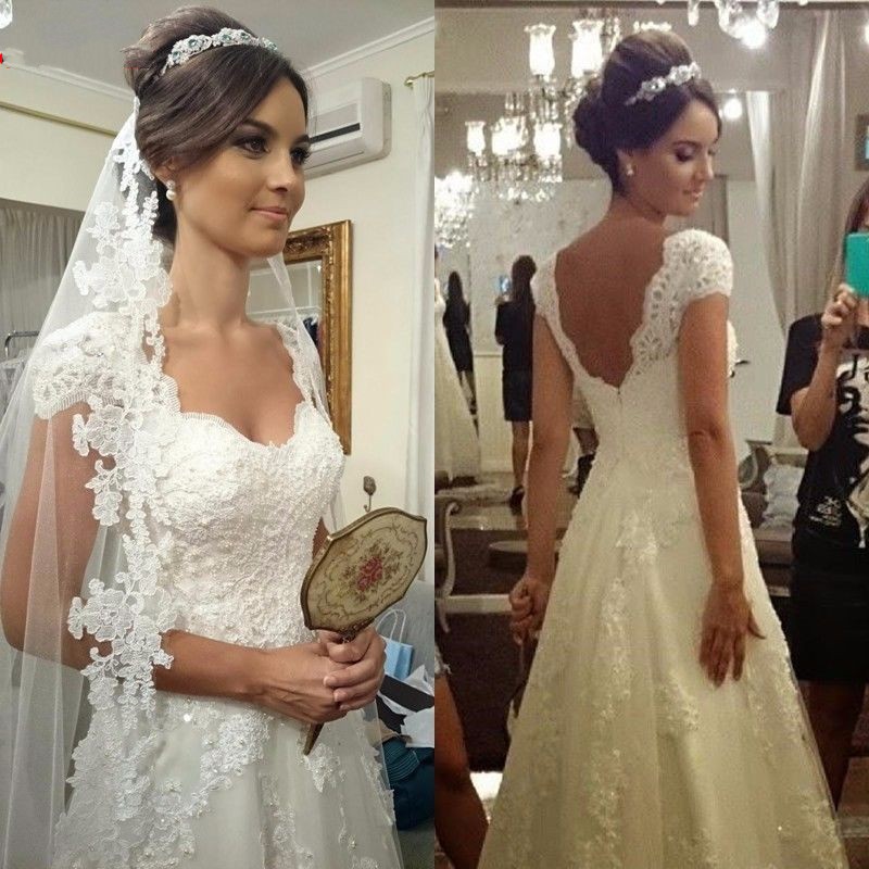 Cheap Lace Wedding Dresses Open Back Wedding Dress 2019 Handmade