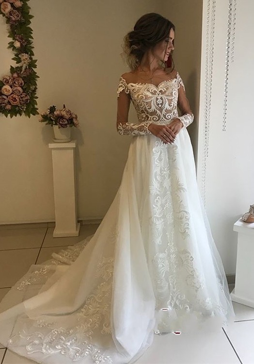 Vintage Lace Wedding Dresses,long Sleeve Bridal Gowns,wedding Dress 2019,handmade Vestido De Noiva