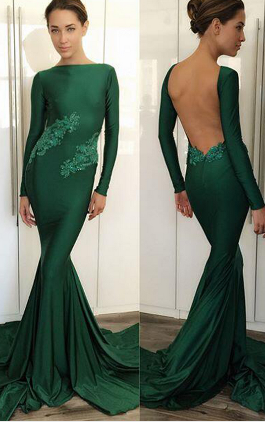 green silk prom dress