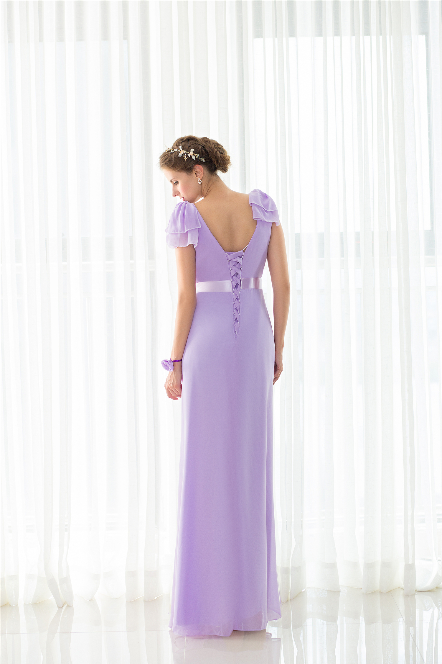 Lavender Bridesmaid Dresses,v Neck Maid Of Honor Dress,wedding Guest — free download