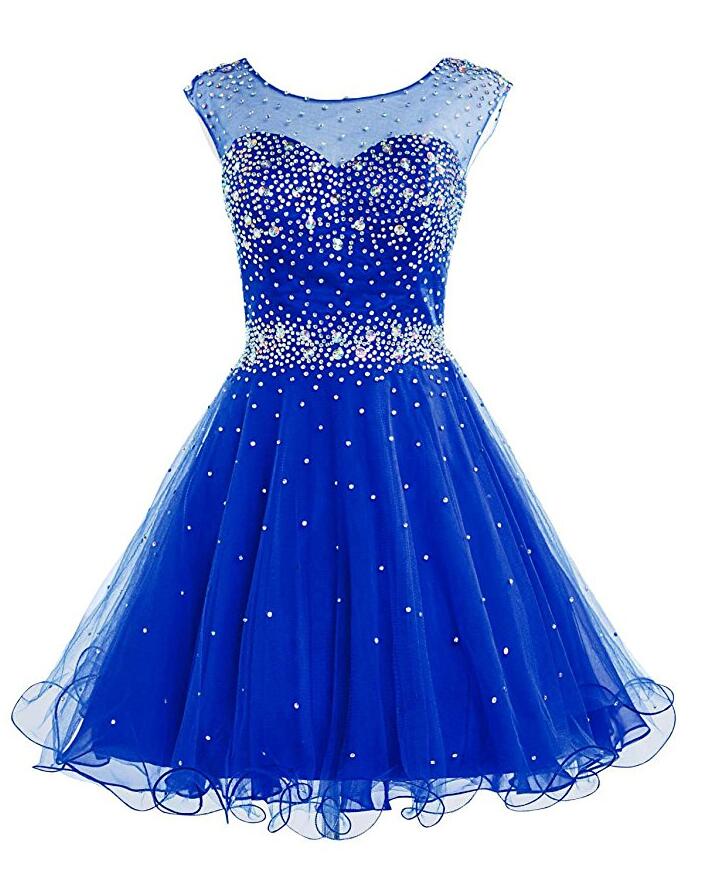 Royal Blue Homecoming Dresses,Beaded Prom Dress,Graduation Dress,Party